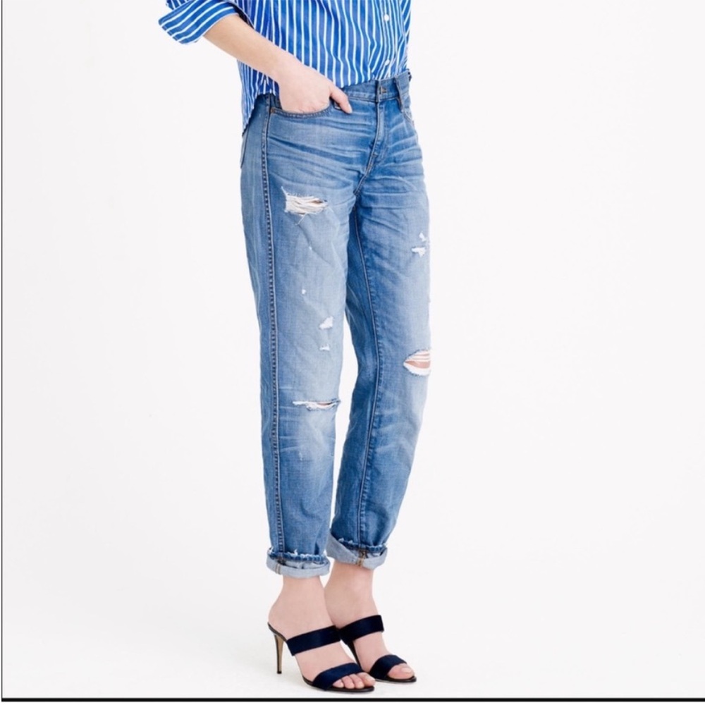 J. Crew Light Blue Distressed Boyfriend Jeans